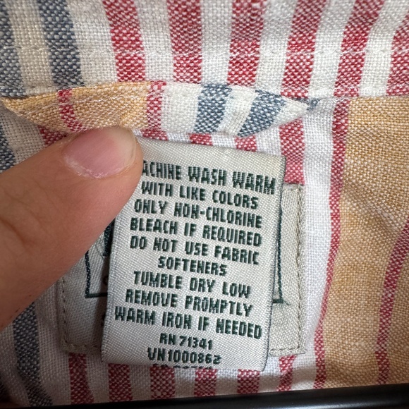 L.L.Bean Men's Striped Linen Short-Sleeve Button-down Shirt - Picture 4 of 6